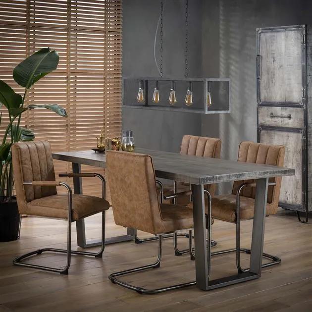Dimehouse | Eettafel Winson lengte 90 cm x breedte 180 cm x hoogte 76 cm grijs eettafels mangohout, metaal tafels meubels | NADUVI outlet