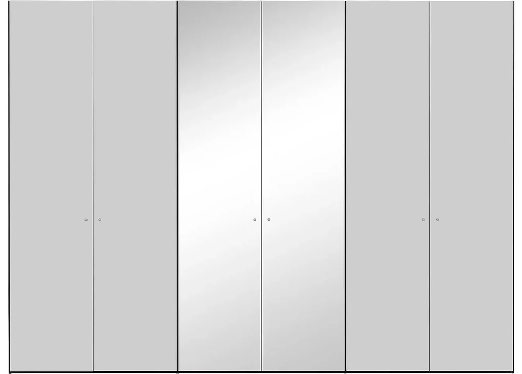 Goossens Kledingkast Easy Storage Ddk, Kledingkast 304 cm breed, 220 cm hoog, 4x glas draaideur en 2x spiegel draaideur midden