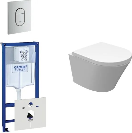 Wiesbaden Vesta Rimfree toiletset bestaande uit inbouwreservoir, compact wandcloset met toiletzitting en bedieningsplaat verticaal mat chroom 0729205/SW98662/0729241