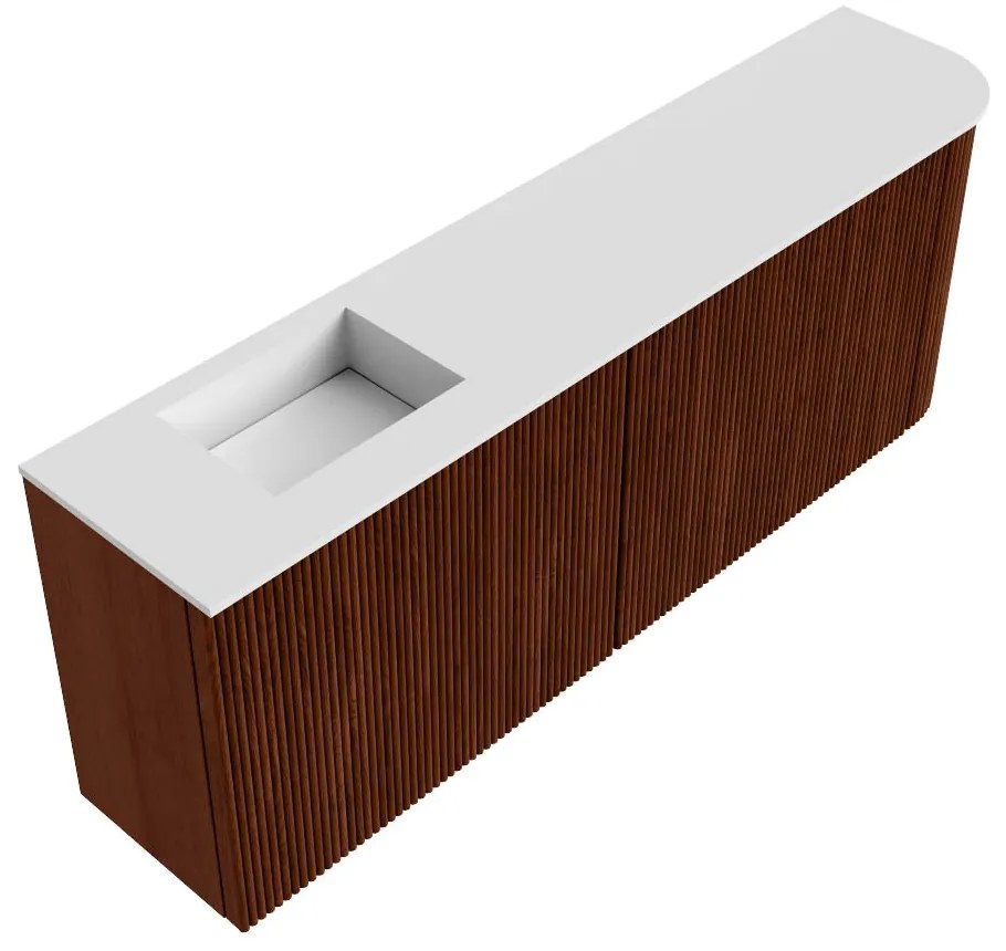 Mondiaz Joya 110cm toiletmeubel ronding rechts ruby met wastafel faye links zonder kraangat talc