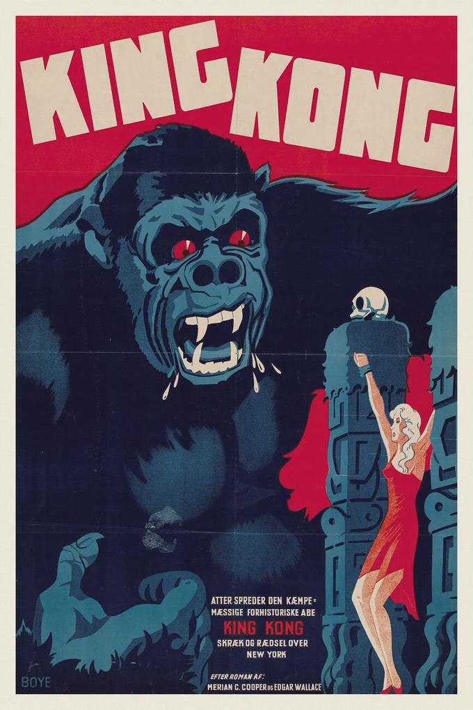 Kunstdruk King Kong (Vintage Cinema / Retro Movie Theatre Poster / Horror & Sci-Fi), (26.7 x 40 cm)
