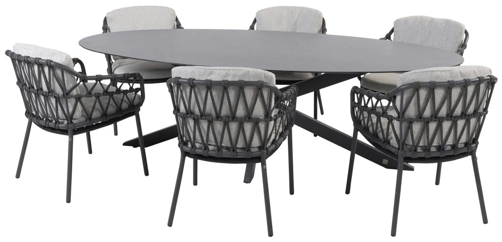 4 Seasons Outdoor Calpi tuinset met Privada tafel - ellips HPL blad 240 cm SALE  Tuinset    antraciet weerbestendig