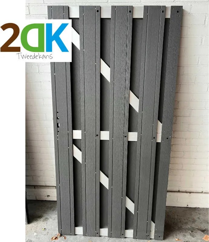 Tweedekans - Tuindeur composiet Stijl antraciet met blank alu frame incl. beslag (100 x 180 cm)