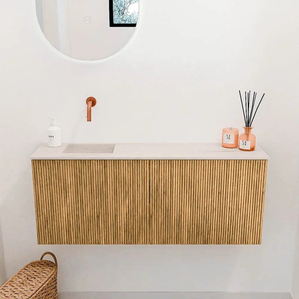 Mondiaz Joya DLux 100cm toiletmeubel oak met wastafel faye links zonder kraangat meli