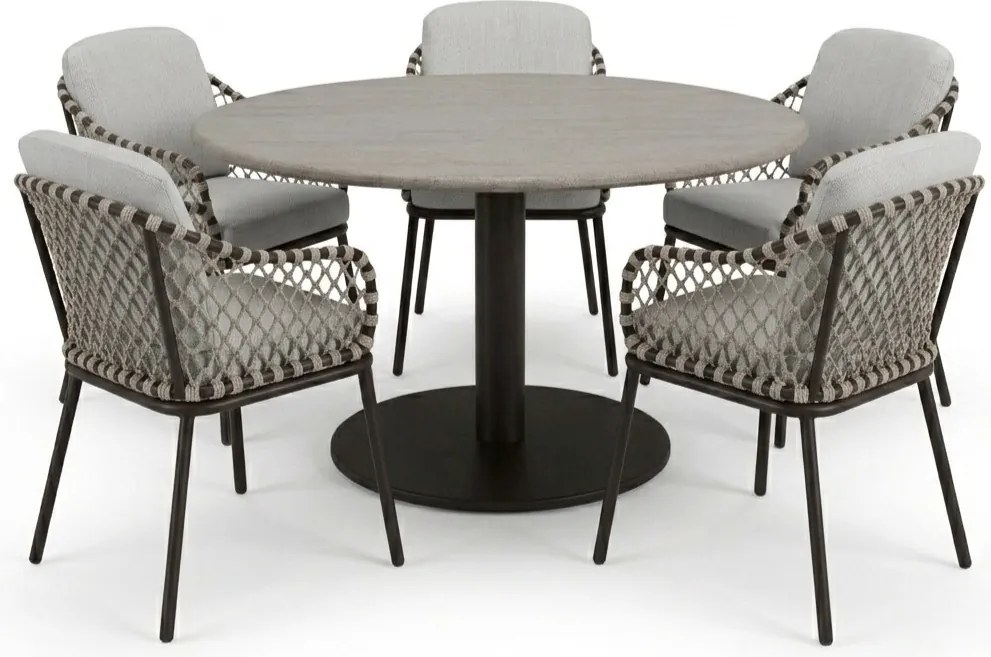 Sanoa Union dining tuinset 140xH76 cm 6 delig terre polystone travertine