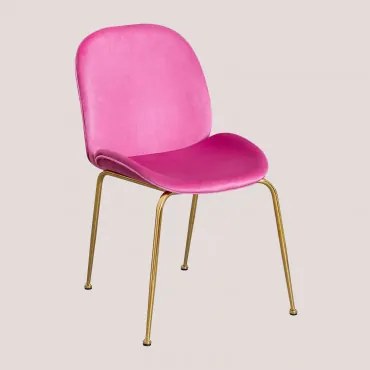 Set Van 2 Pary Fluwelen Eetkamerstoelen Roze - Pruim & Goud - Sklum