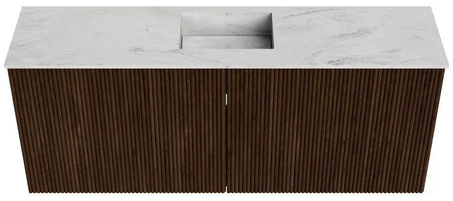 Mondiaz Joya DLux 100cm toiletmeubel walnut met wastafel faye midden zonder kraangat opalo