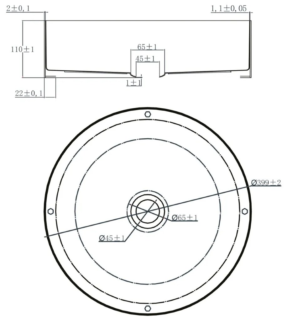 Differnz Diablo waskom 40cm chroom mat