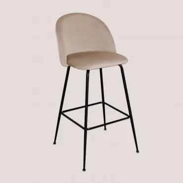 Kana Design Hoge Fluwelen Kruk Zwart & Bruin - Tarwe & ↑75 Cm - Sklum