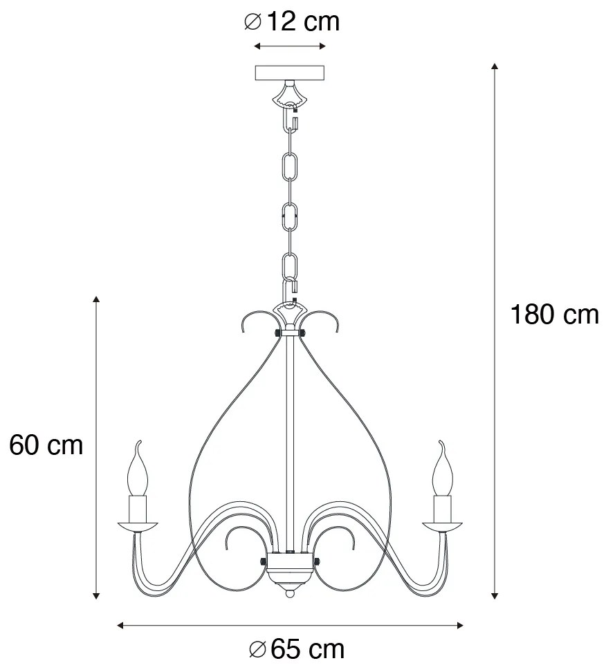 Eettafel / Eetkamer Klassieke kroonluchter roestbruin 8-lichts - Giuseppe Klassiek / Antiek, Landelijk / Rustiek E14 rond Binnenverlichting Lamp