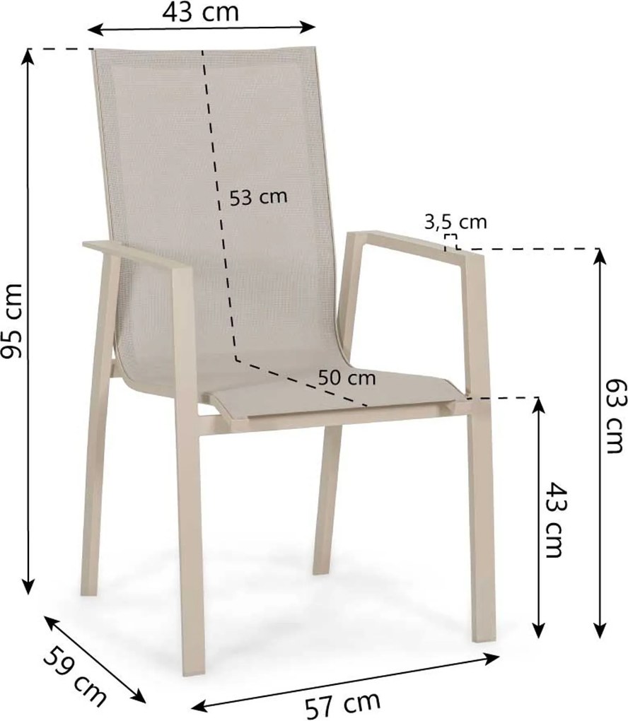 Tuinset Ronde Tuintafel 6 personen 150 cm Aluminium Zand/Beige  Lifestyle Garden Furniture Ultimate/Ancona