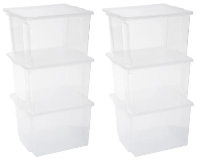 Storage Box opbergbox - 30 liter - transparant - set van 6