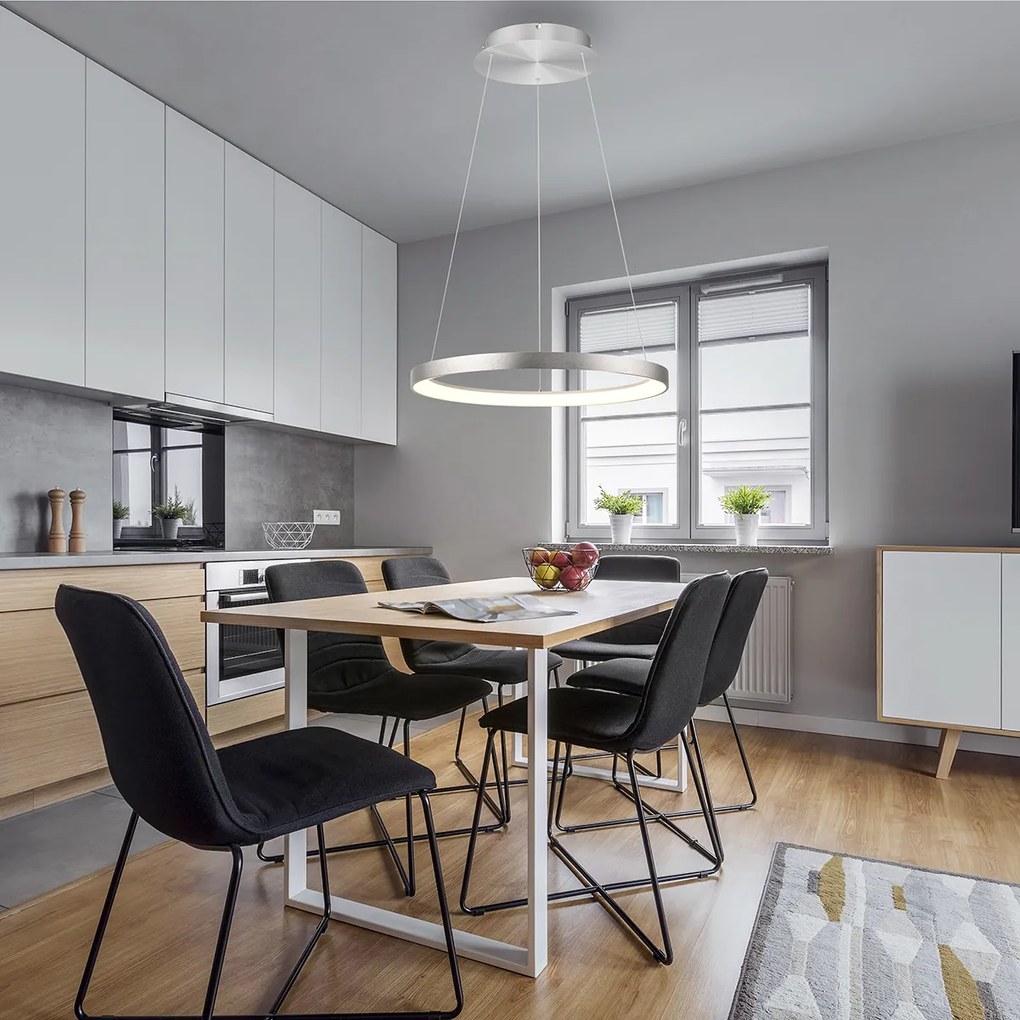 Design hanglamp aluminium incl. LED dimbaar easylift - Hoop Design rond Binnenverlichting Lamp