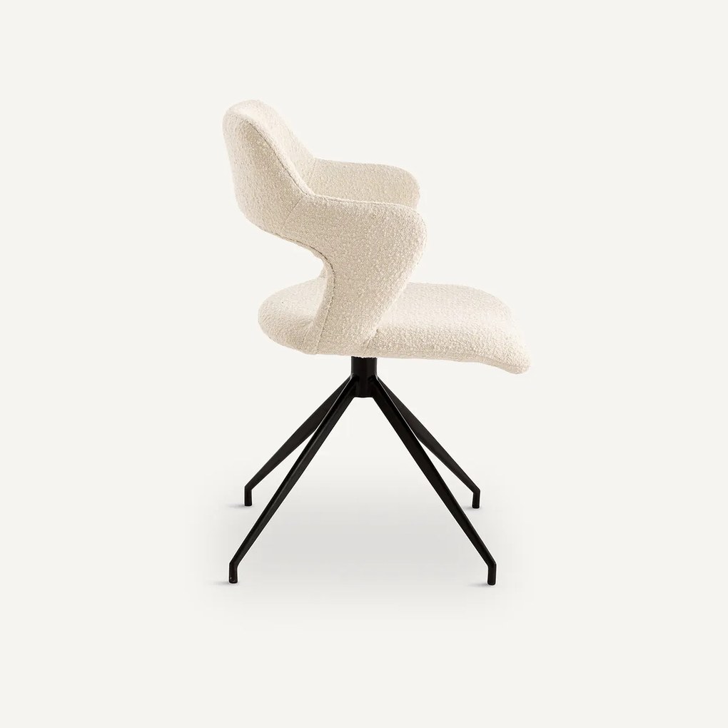 Draaiende tafelfauteuil, bouclé stof, Asyar
