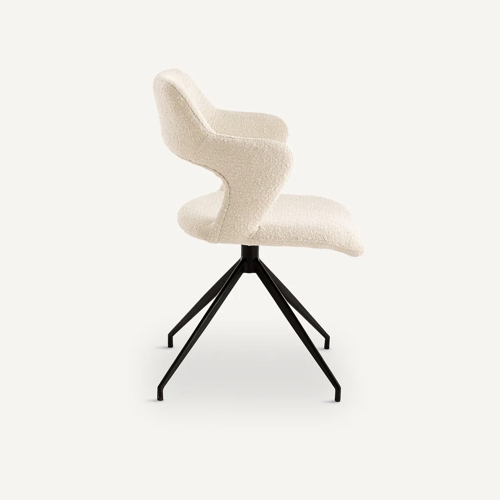 Draaiende tafelfauteuil, bouclette, Asyar