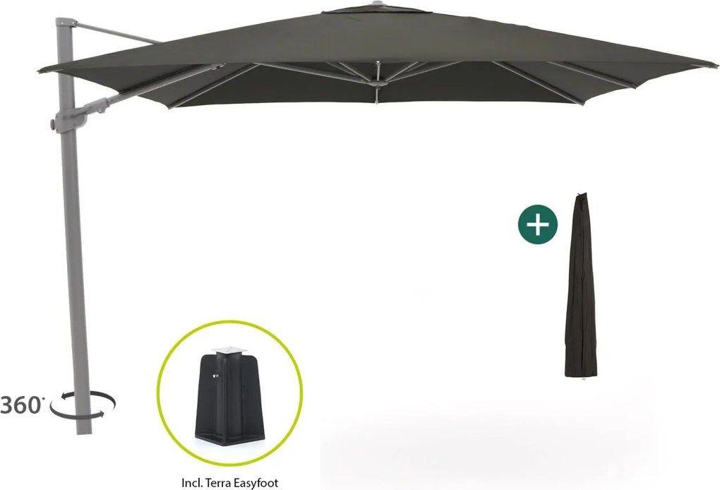 Parasol Shadowline Austin | Inclusief hoes | Vierkant | 300x300cm | Met draaihendel | Zwart | Kees Smit Tuinmeubelen