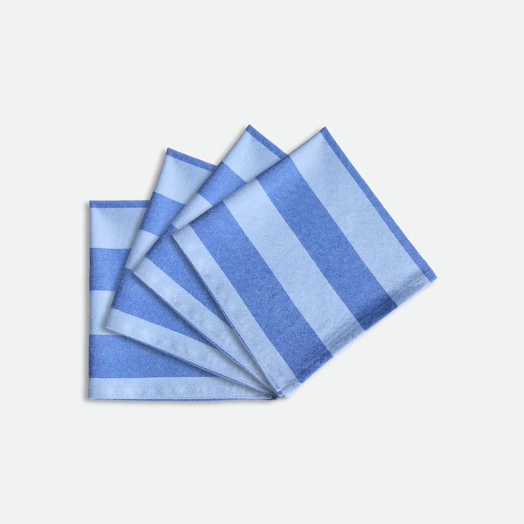 Set van 4 gestreepte servetten, 30% gerecycled katoen, geweven-geverfd, MIRELLA
