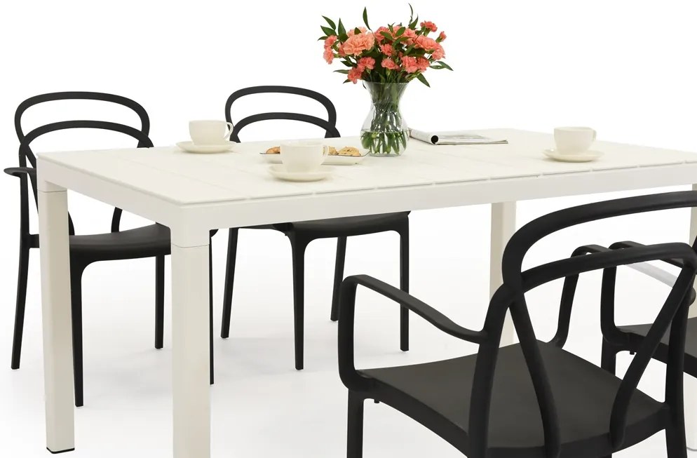 King/Vague wit en antraciet tuinmeubelset voor 4 personen Bica