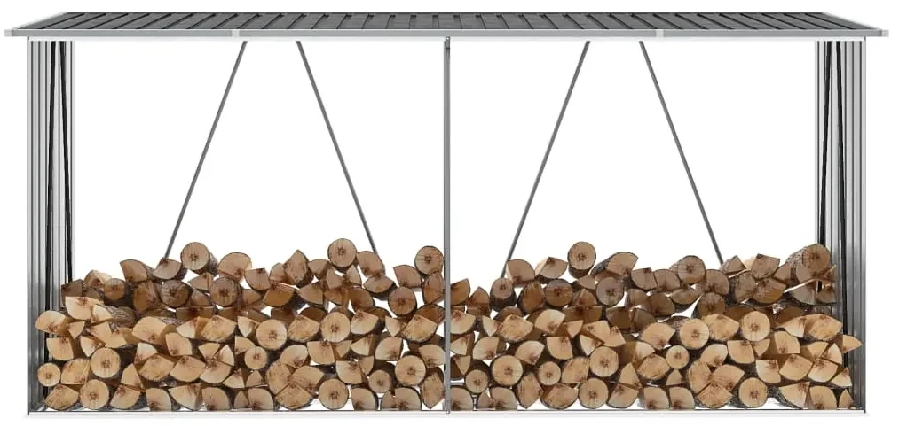 vidaXL Haardhoutschuur 330x84x152 cm gegalvaniseerd staal antraciet