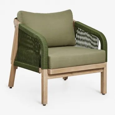 Acaciahouten Fauteuil Dubai Leger Groen – Koel & Rustiek Acaciabruin - Sklum