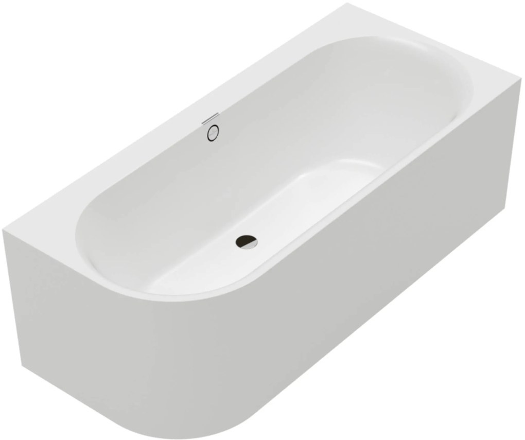 Villeroy & Boch Oberon 2.1 half vrijstaand bad 2-persoons rechts 180x80x60cm mat stone white quaryl