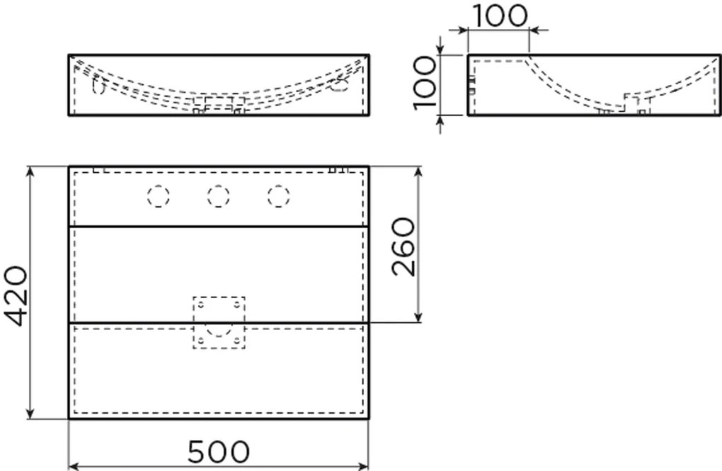 Clou Vale keramische wastafel 50cm met kraangaten zwart mat