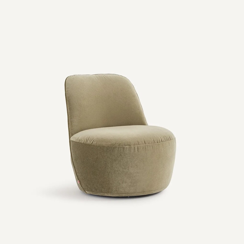 Draaifauteuil van linnenfluweel, Rosebury, ontwerp Emmanuel Gallina