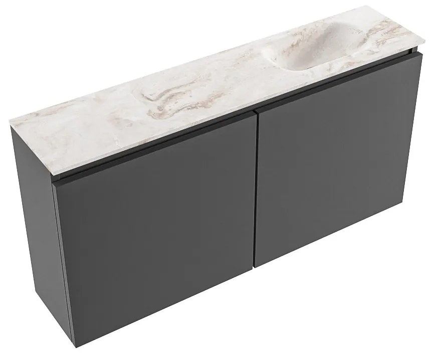 Mondiaz Ture DLux toiletmeubel 100cm dark grey met wastafel frappe rechts zonder kraangat