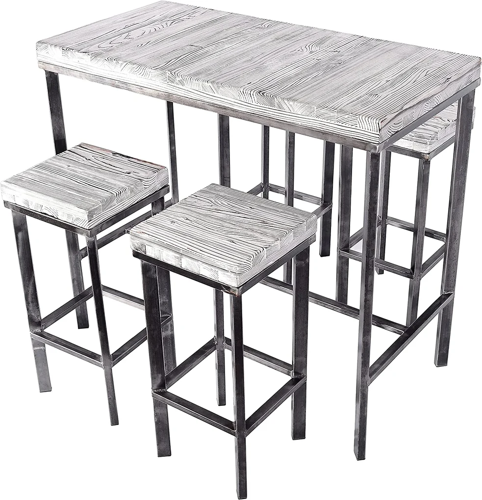 CHYRKA® Bartafel barkruk LS bartafel SAMBOR barmeubel loft vintage bar industrieel design handgemaakt hout metaal