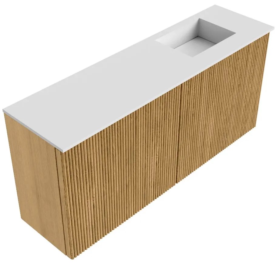 Mondiaz Joya 90cm toiletmeubel oak met wastafel faye rechts zonder kraangat talc