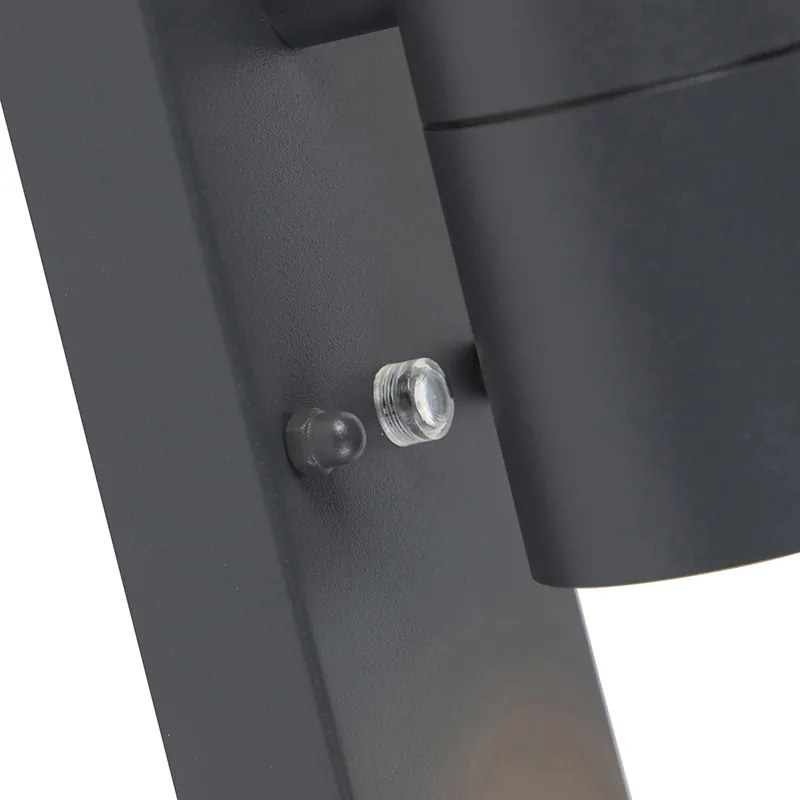 Buiten wandlamp met schemerschakelaar / dag-nacht sensor met bewegingsmelder antraciet 2-lichts met schemersensor - Duo Modern GU10 IP44 Buitenverlichting rond