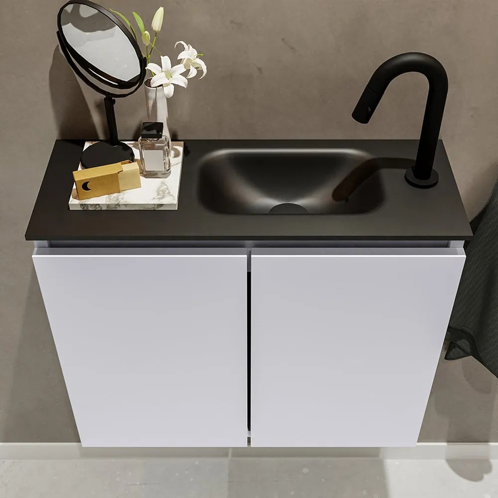 Mondiaz Ture 60cm toiletmeubel cale met wastafel urban rechts 1 kraangat