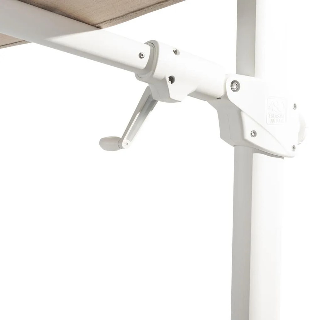 4 Seasons Outdoor Siesta PREMIUM 300 x 300 cm parasol zand doek met wit frame SALE Parasol   houtkleur weerbestendig