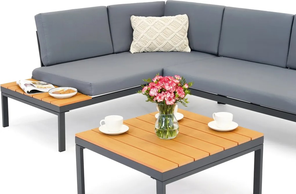 Antracietkleurige tuinhoekbank Abrantes Garden Point