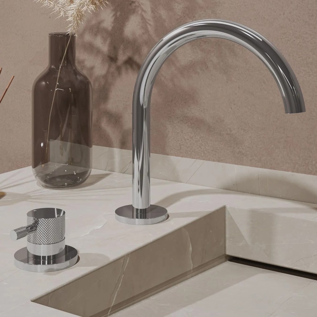 Saniclear Bond Curved wastafelkraan 2-gats met Coldstart chroom