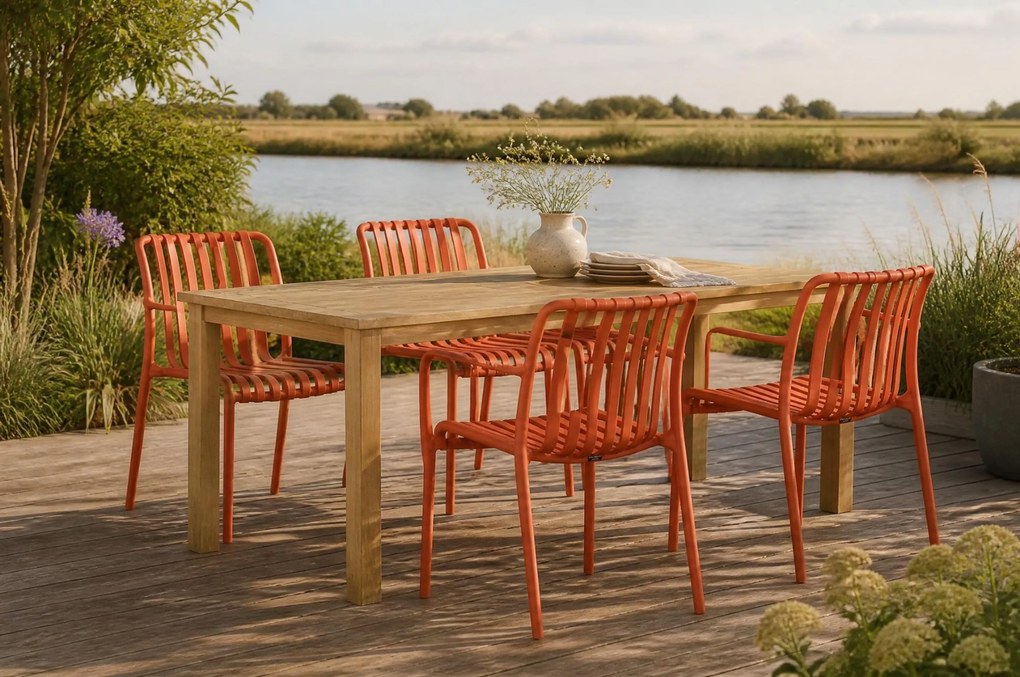 Tuinset 4 personen 160 cm Kunststof Oranje Domani Furniture Alba/Weston