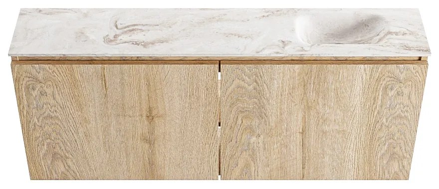 Mondiaz Ture DLux toiletmeubel 120cm washed oak met wastafel frappe rechts zonder kraangat