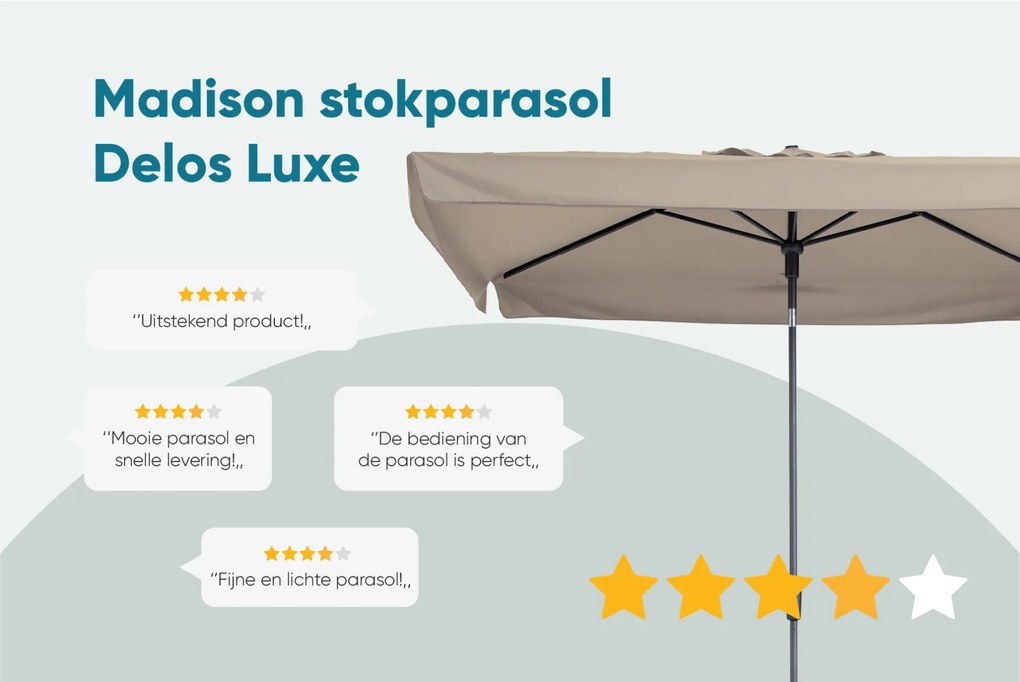 Madison stokparasol Delos luxe Taupe 200x300 cm.