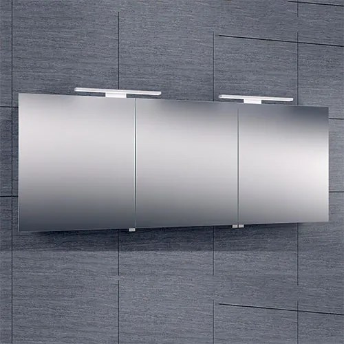 Spiegelkast Larissa 160x60x14cm Aluminium LED Verlichting Stopcontact Binnen en Buiten Spiegel Glazen Planken