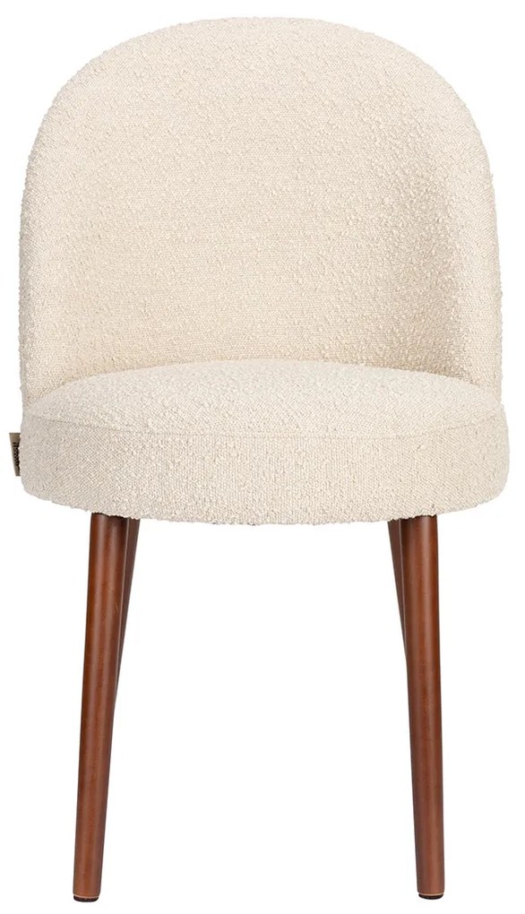 Dutchbone Barbara Boucle Beige Eetkamerstoel Met Houten Poten