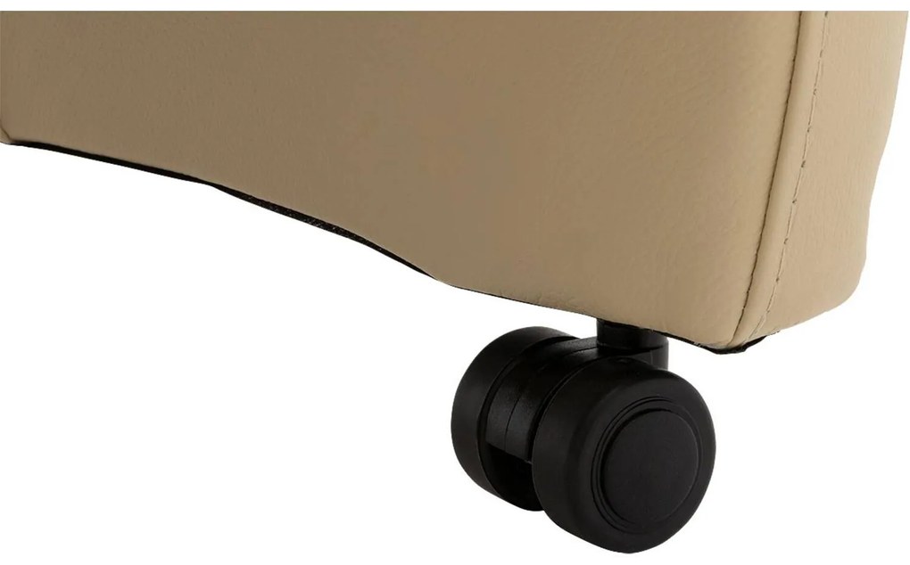 Goossens Excellent Eetkamerstoel Riva beige leer  met armleuning en met wielen, stijlvol landelijk