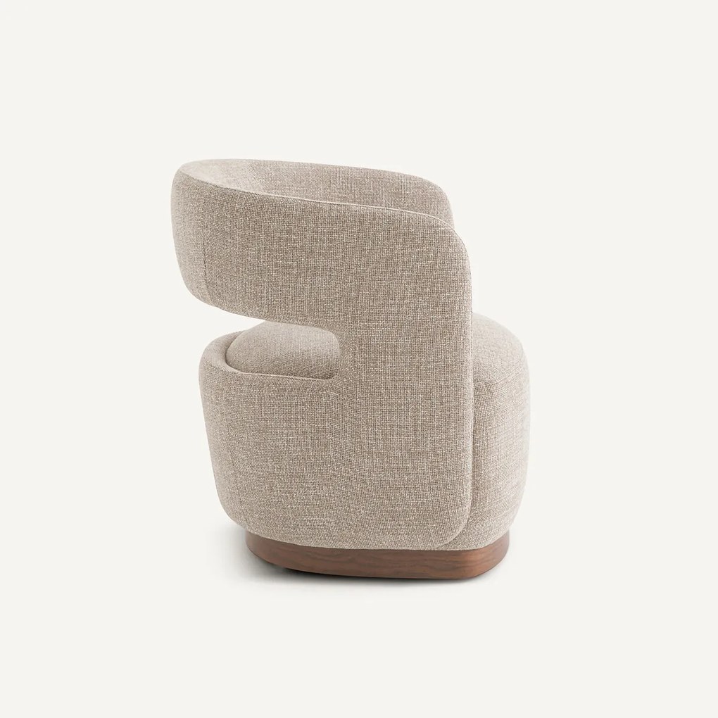 Draaifauteuil met walnoten onderstel, mêleestof, Jesper