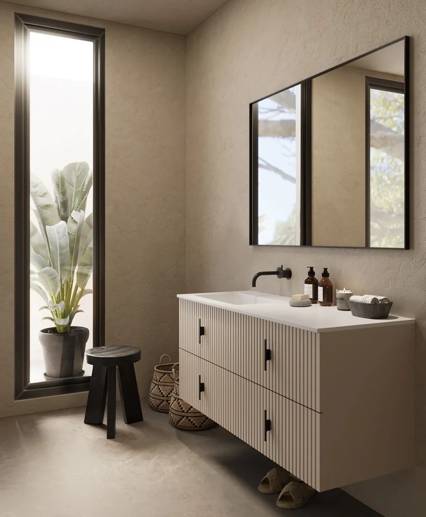 Muebles Avila badmeubel ribbelfront 120cm macchiato met wastafel links zonder kraangat