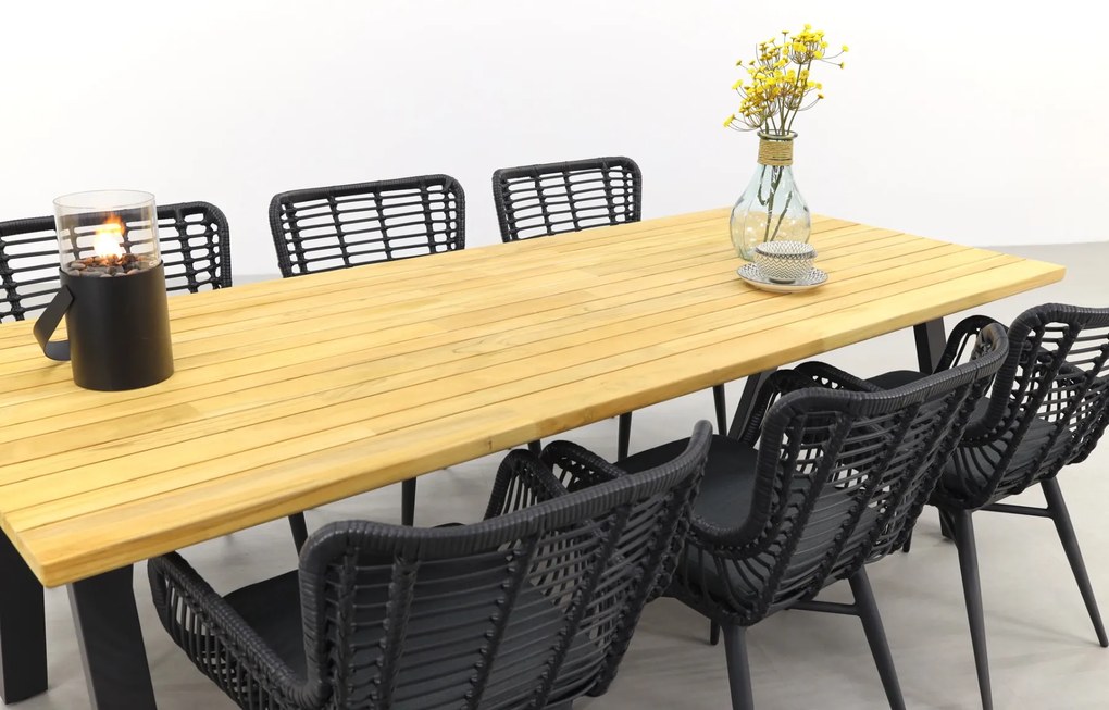 Jasmine Black/Taste Ambassador 6-persoons dining tuinset 240x100 cm. - Teak