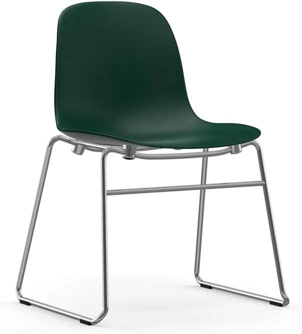 Normann Copenhagen Form Chair stapelbare stoel met chroom onderstel groen