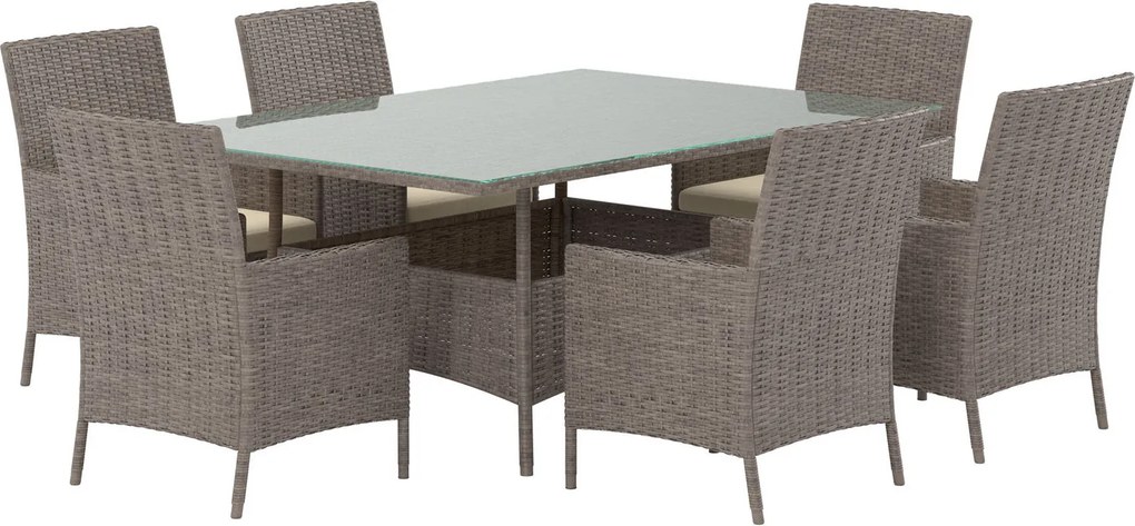 The Outsider tuinset-rens-5-delig-4-personen-bruin-wicker-glas-the-outsider