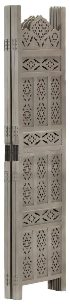 vidaXL Kamerscherm 4 panelen handgesneden 160x165 cm mangohout grijs