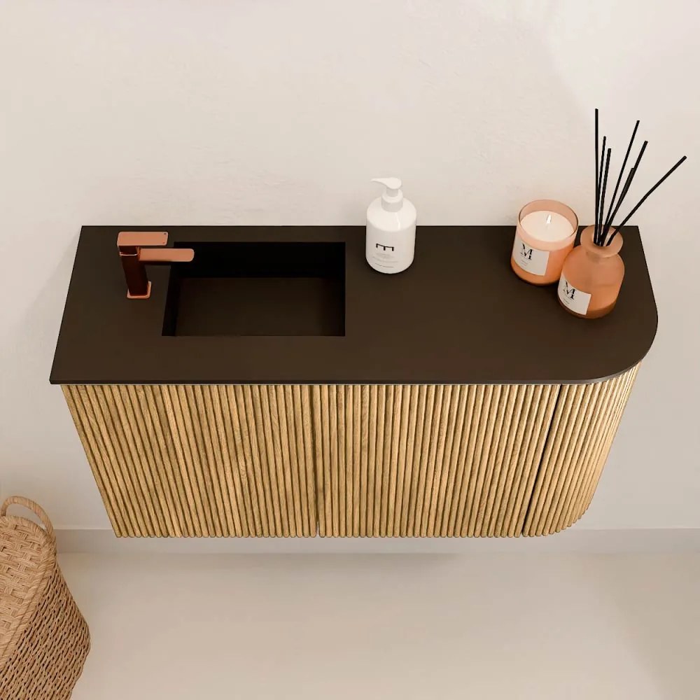 Mondiaz Joya 70cm toiletmeubel ronding rechts oak met wastafel faye links 1 kraangat urban