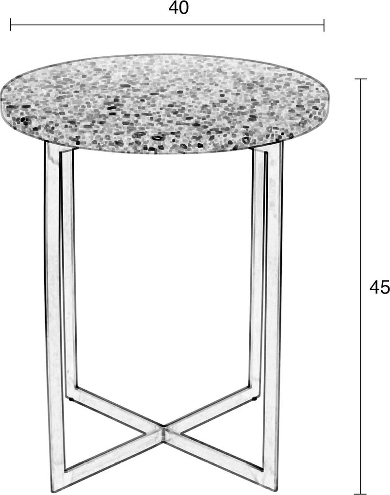 Zuiver | Bijzettafel Luigi Rond lengte 45 cm x breedte 45 cm donkerrood sidetables terrazzo, ijzer tafels meubels | NADUVI outlet