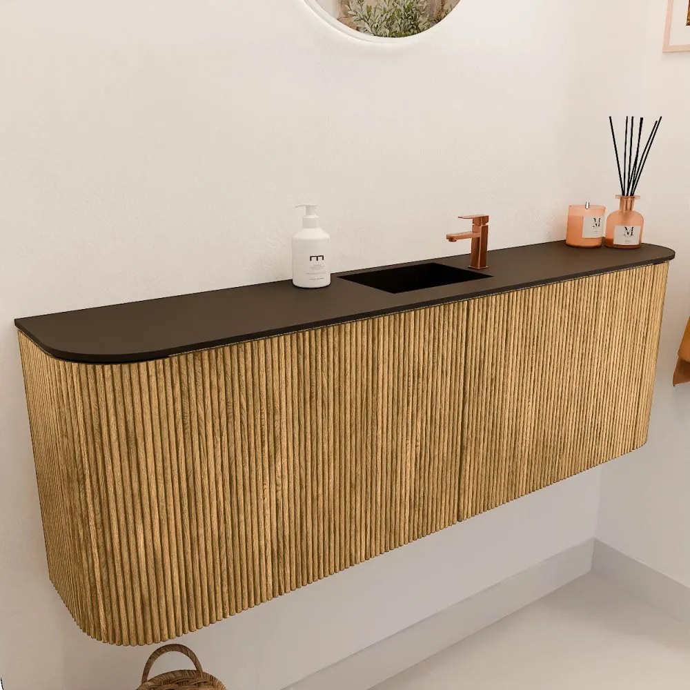 Mondiaz Joya 125cm toiletmeubel ronding links/rechts oak met wastafel faye midden 1 kraangat urban
